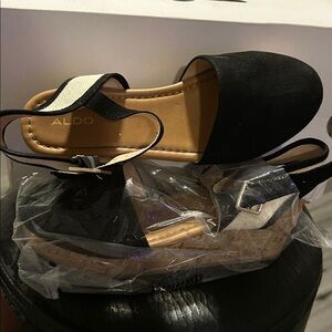 Aldo Black and Tan Sandals